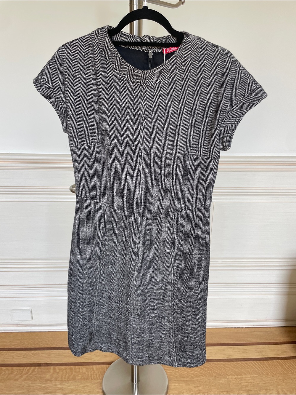 Gray Tweed Dress with Cap Sleeves